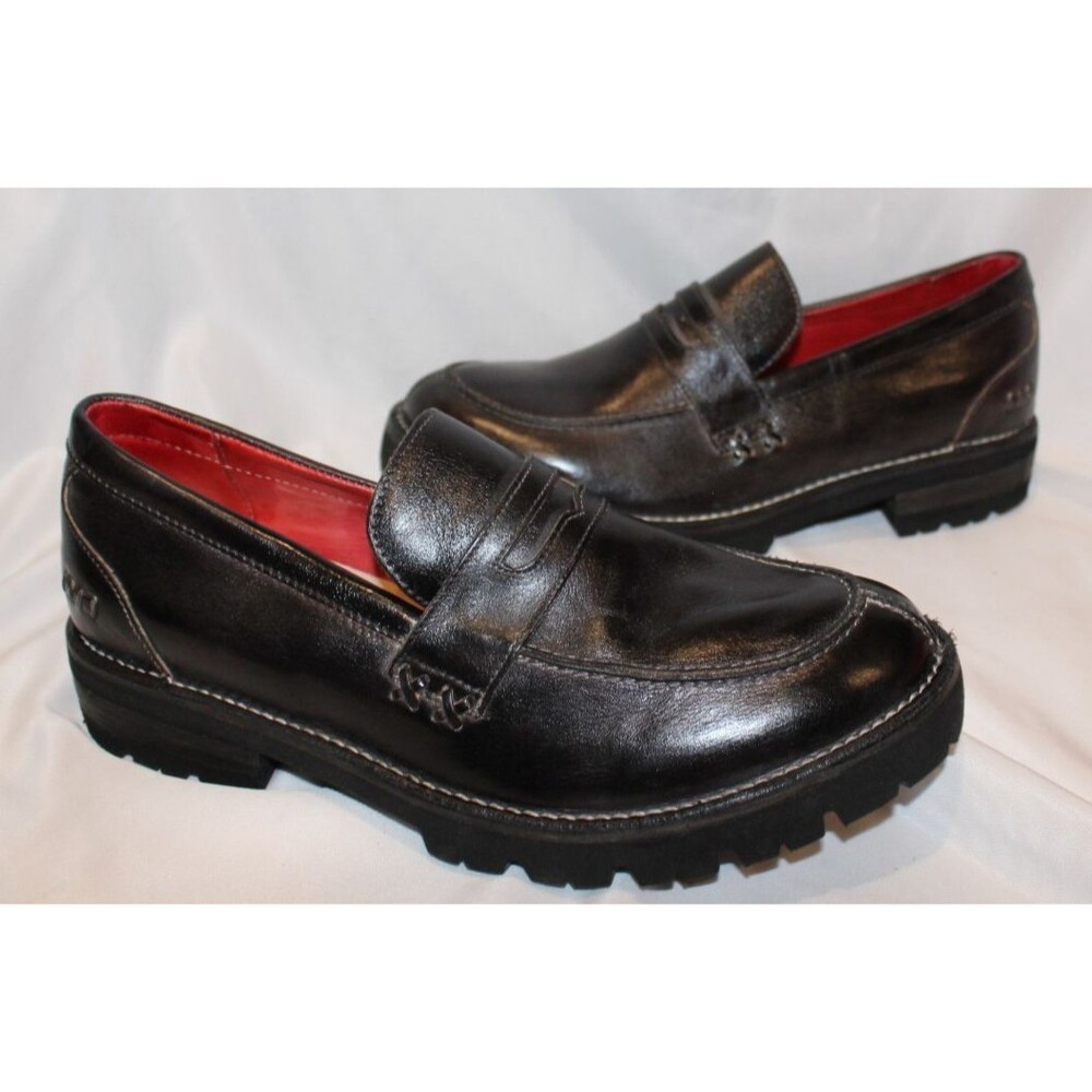 Bed-Stu Reina Cobbler Series Leather Penny Loafers BLACK RUSTIC SZ 11 NIB $265 - Picture 2 of 6